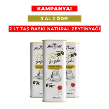 3 al 2 Öde! Soğuk Sıkım Taş Baskı Zeytinyağı - 2 Lt Teneke